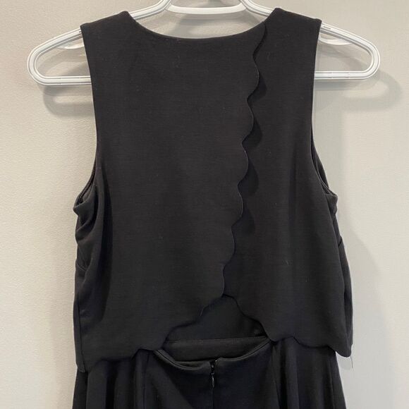 Ann Taylor Loft Petites Scalloped Crop Flounce Illusion Dress in Black - Picture 7 of 9